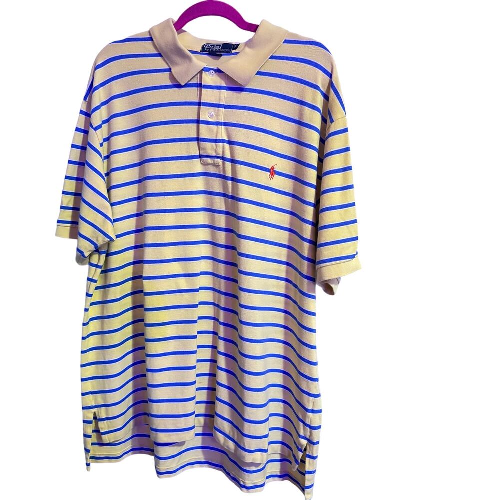 POLO RALPH LAUREN yellow and blue striped POLO SZ 2XB